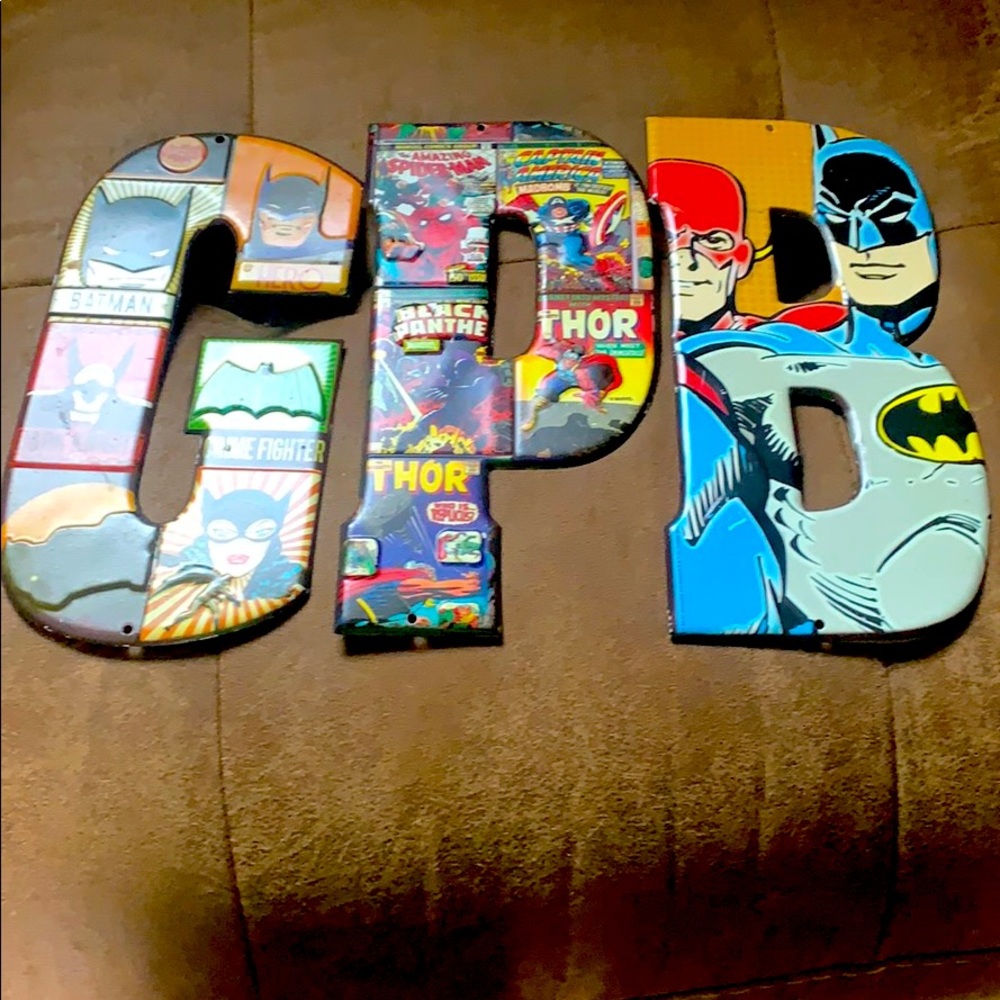 Metal initials with marvel characters